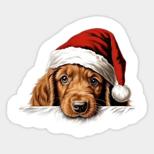 Christmas Peeking Puppy Sticker